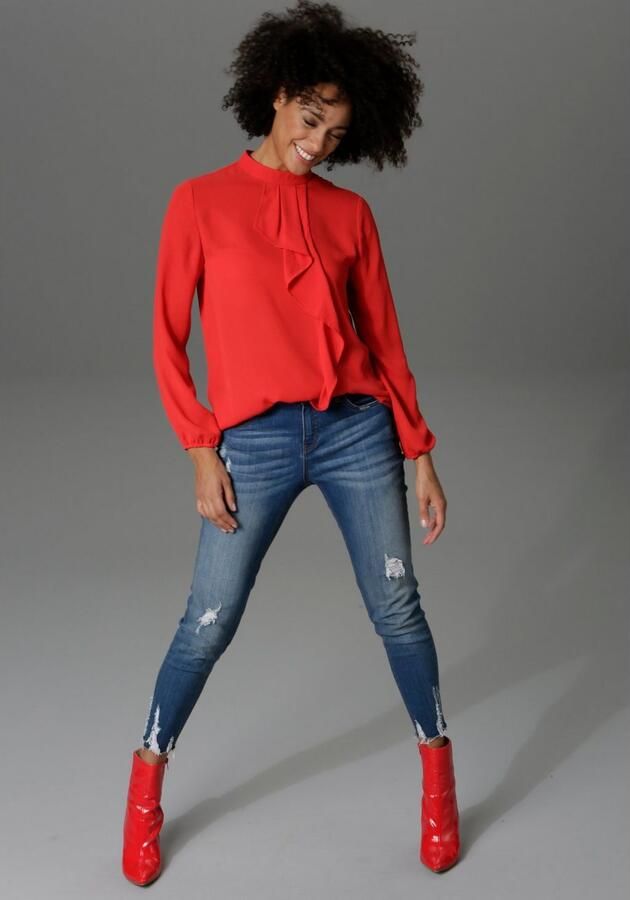 Aniston CASUAL Blouse met lange mouwen met kleine volant voor - Foto 5