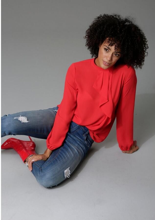 Aniston CASUAL Blouse met lange mouwen met kleine volant voor - Foto 4