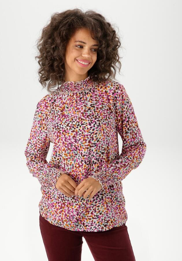 Aniston CASUAL Blouse zonder sluiting bedrukt met kleurharmonieus stippen nieuwe collectie - Foto 7