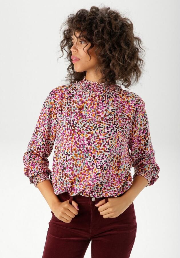 Aniston CASUAL Blouse zonder sluiting bedrukt met kleurharmonieus stippen nieuwe collectie - Foto 4