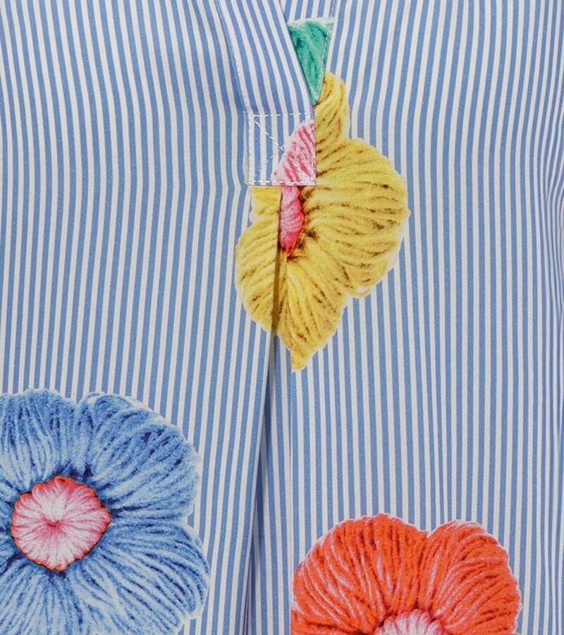 Aniston CASUAL Blouse zonder sluiting gestreept en versierd met kleurrijke bloemen