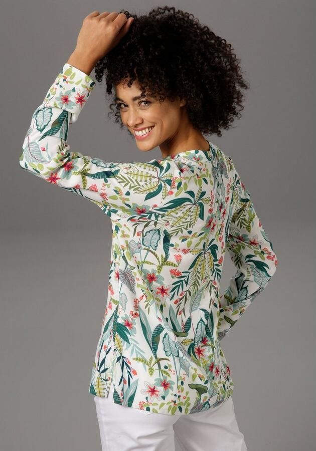 Aniston CASUAL Blouse zonder sluiting met bloemen en bladeren gedessineerd - Foto 5