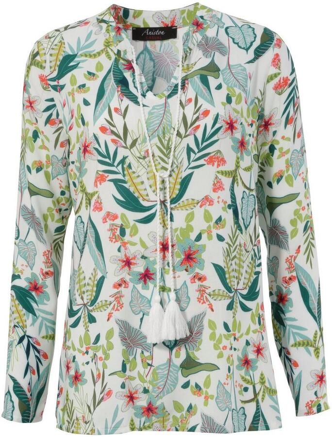 Aniston CASUAL Blouse zonder sluiting met bloemen en bladeren gedessineerd
