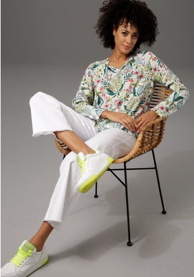 Aniston CASUAL Blouse zonder sluiting met bloemen en bladeren gedessineerd - Foto 4