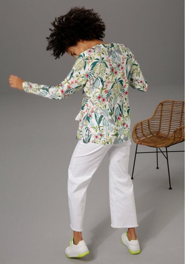 Aniston CASUAL Blouse zonder sluiting met bloemen en bladeren gedessineerd - Foto 3