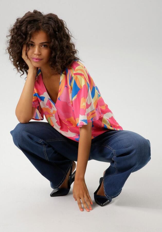 Aniston CASUAL Blouse zonder sluiting met fantasierijke grafische print - Foto 6