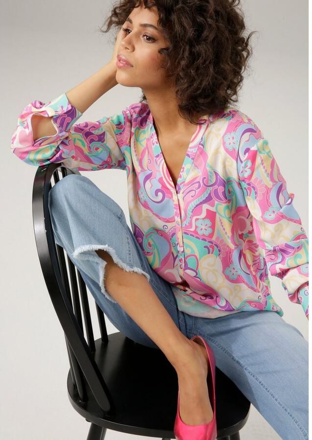 Aniston CASUAL Blouse zonder sluiting met grafische print in 2 kleurcombinaties - Foto 3