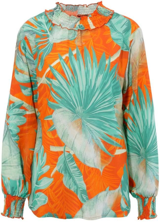 Aniston CASUAL Blouse zonder sluiting met grootvlak bladerenprint in batikdesign - Foto 2