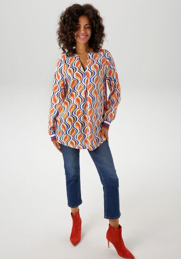 Aniston CASUAL Blouse zonder sluiting met interessant retro-patroon - Foto 4