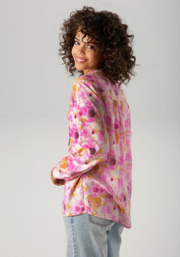 Aniston CASUAL Blouse zonder sluiting met kleurharmonieus grafische print in batik-look nieuwe collectie - Foto 4