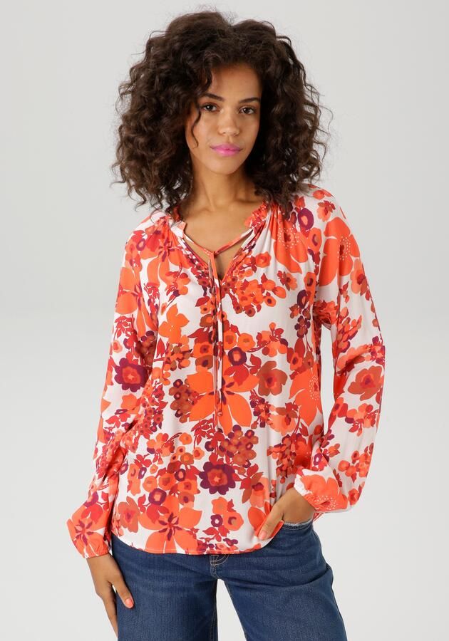 Aniston CASUAL Blouse zonder sluiting met kleurharmonieuze grootvlak bloemenprint - Foto 7
