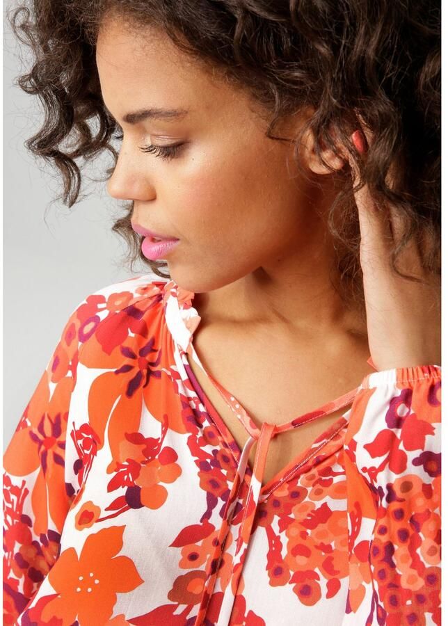 Aniston CASUAL Blouse zonder sluiting met kleurharmonieuze grootvlak bloemenprint - Foto 3