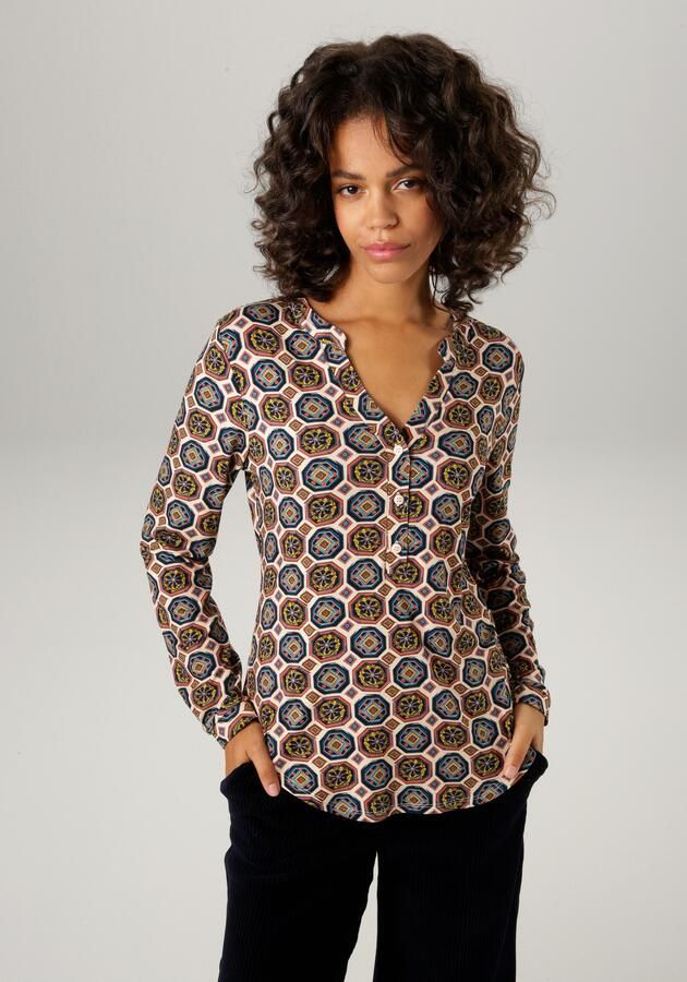 Aniston CASUAL Blouse zonder sluiting met kleurharmonieuze retro-print - Foto 8