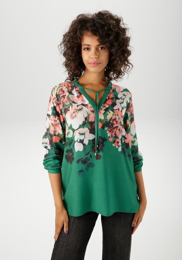 Aniston CASUAL Blouse zonder sluiting met kleurrijke bloe gedessineerd nieuwe collectie - Foto 7
