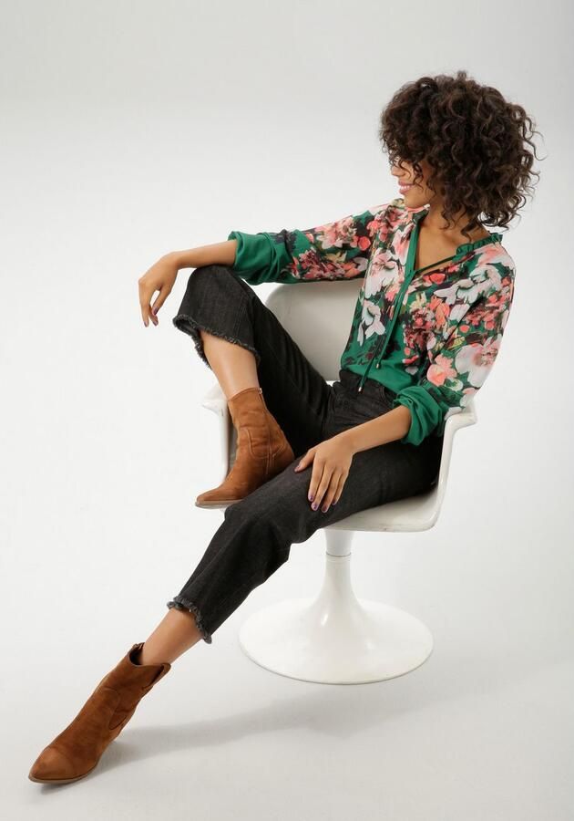 Aniston CASUAL Blouse zonder sluiting met kleurrijke bloe gedessineerd nieuwe collectie - Foto 5