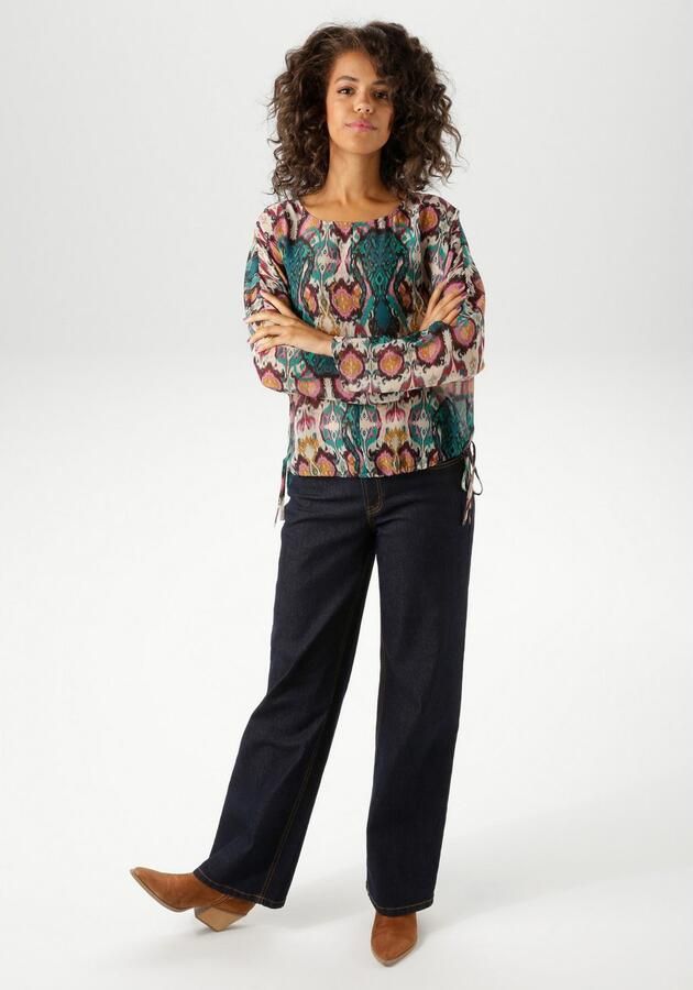 Aniston CASUAL Blouse zonder sluiting met kleurrijke etnische print elk stuk is uniek nieuwe collectie - Foto 6