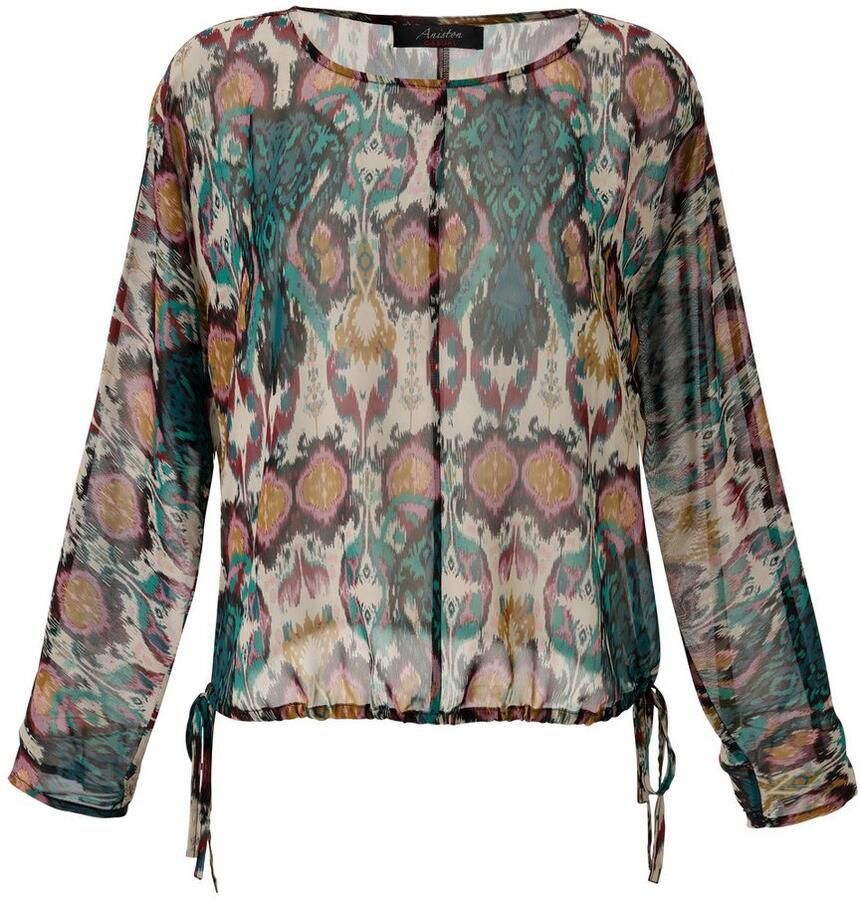 Aniston CASUAL Blouse zonder sluiting met kleurrijke etnische print elk stuk is uniek nieuwe collectie