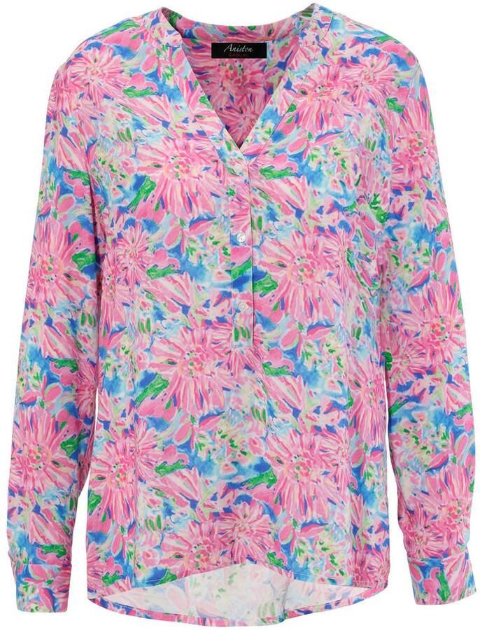 Aniston CASUAL Blouse zonder sluiting met kleurrijke schilderachtige bloemenprint - Foto 2
