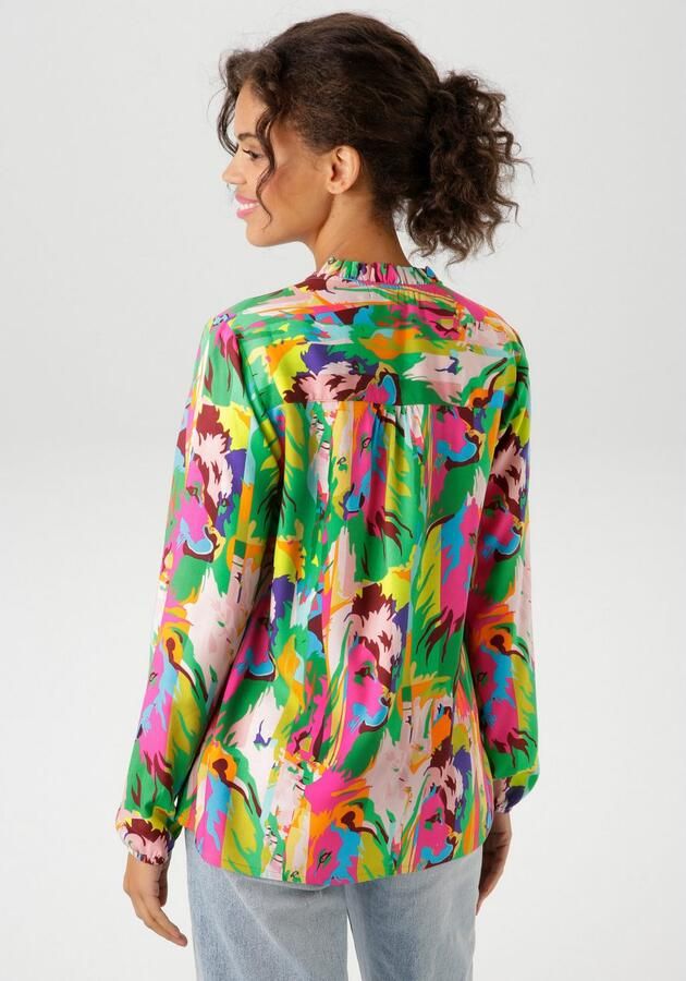 Aniston CASUAL Blouse zonder sluiting met leeuwenkoppen in kleurrijke jungle-print - Foto 4