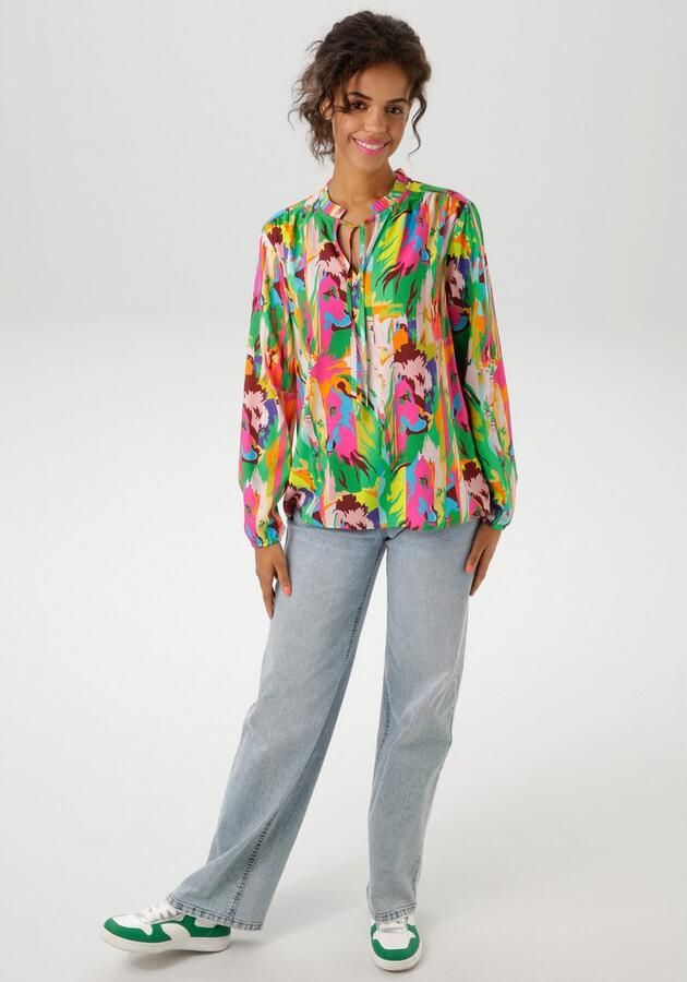 Aniston CASUAL Blouse zonder sluiting met leeuwenkoppen in kleurrijke jungle-print - Foto 5