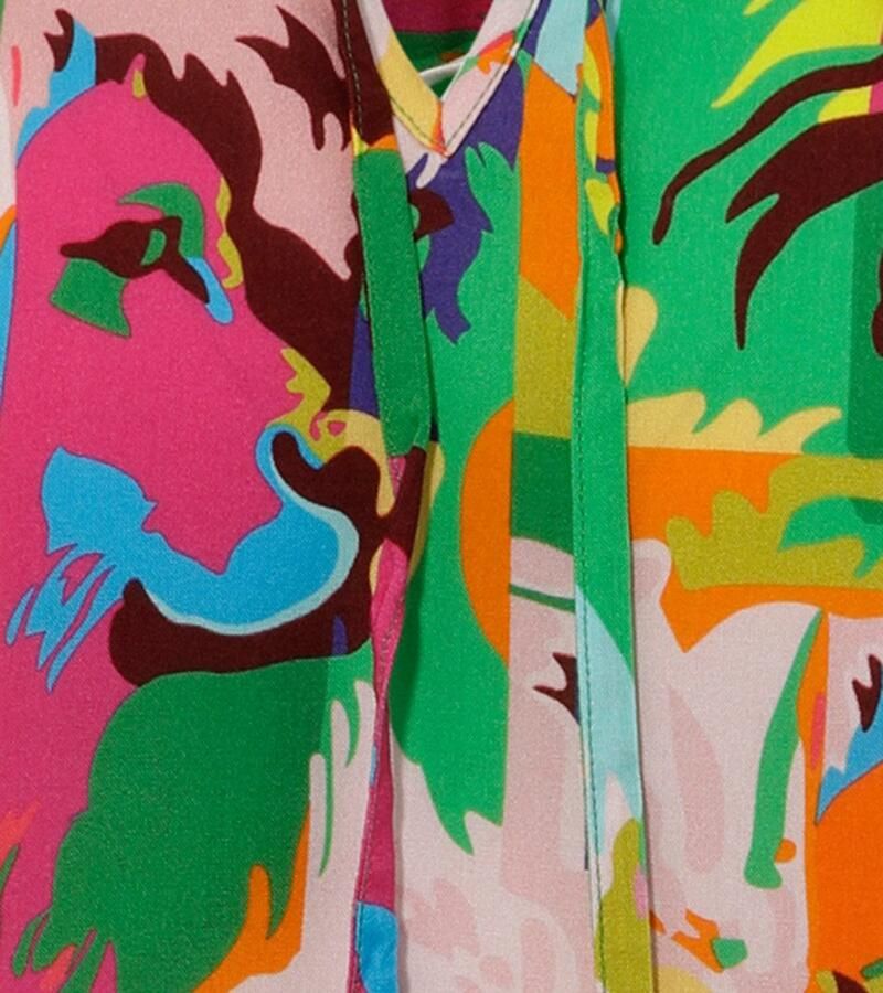 Aniston CASUAL Blouse zonder sluiting met leeuwenkoppen in kleurrijke jungle-print