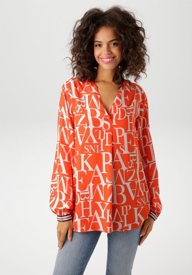 Aniston CASUAL Blouse zonder sluiting met letters gedessineerd - Foto 6