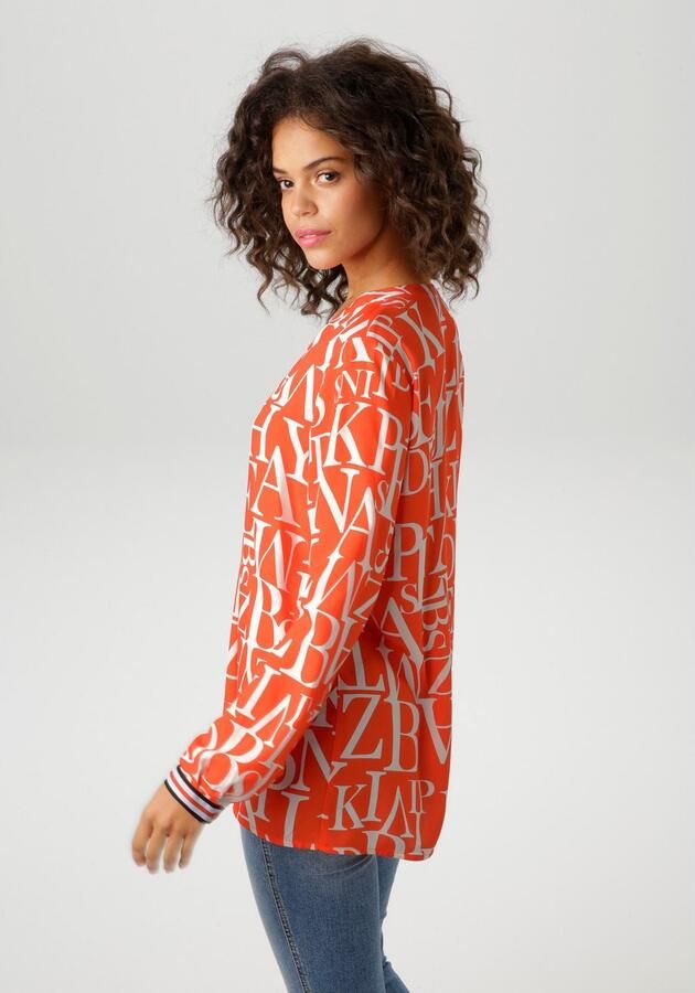 Aniston CASUAL Blouse zonder sluiting met letters gedessineerd - Foto 4