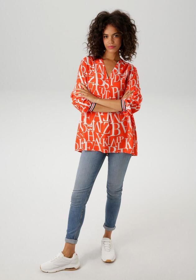 Aniston CASUAL Blouse zonder sluiting met letters gedessineerd - Foto 5