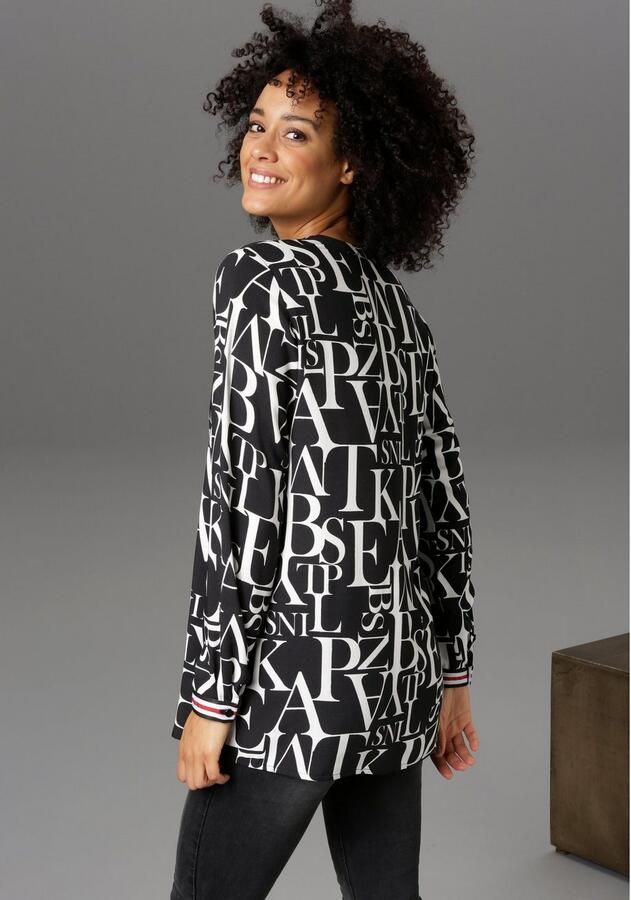Aniston CASUAL Blouse zonder sluiting met letters gedessineerd - Foto 6