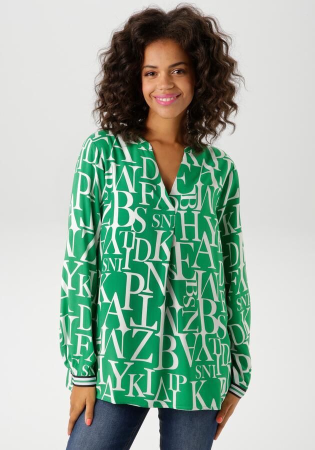 Aniston CASUAL Blouse zonder sluiting met letters gedessineerd - Foto 7