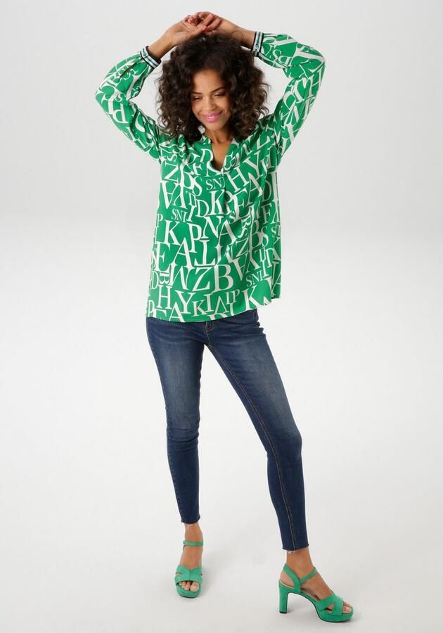 Aniston CASUAL Blouse zonder sluiting met letters gedessineerd - Foto 6