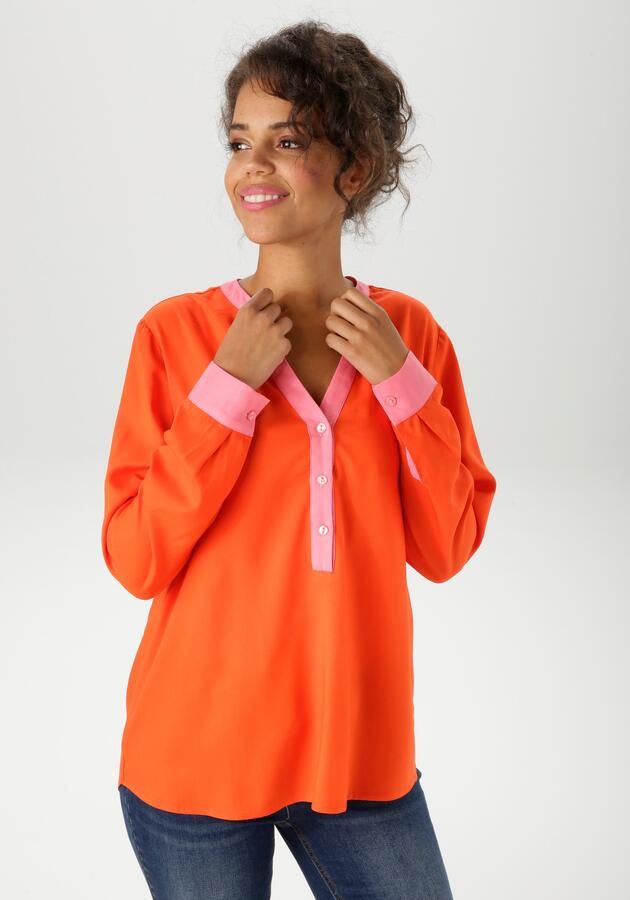 Aniston CASUAL Blouse zonder sluiting met roze accenten nieuwe collectie - Foto 7