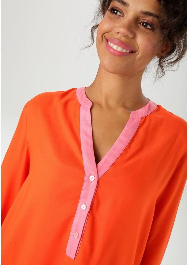 Aniston CASUAL Blouse zonder sluiting met roze accenten nieuwe collectie - Foto 2