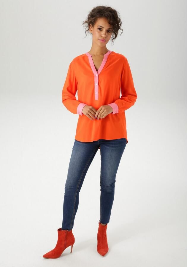 Aniston CASUAL Blouse zonder sluiting met roze accenten nieuwe collectie - Foto 5