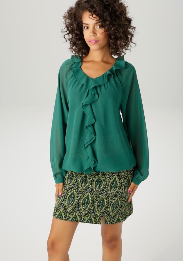 Aniston CASUAL Blouse zonder sluiting met ruches op de v-hals en op het voorpand nieuwe collectie - Foto 9