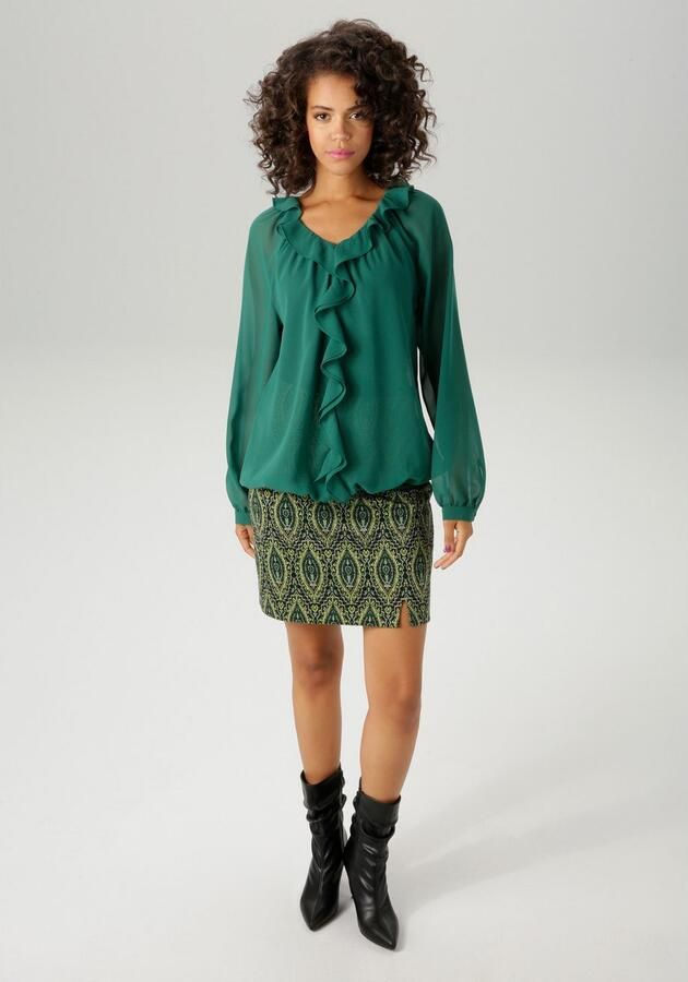 Aniston CASUAL Blouse zonder sluiting met ruches op de v-hals en op het voorpand nieuwe collectie - Foto 6