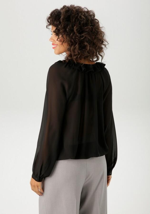 Aniston CASUAL Blouse zonder sluiting met ruches op de v-hals en op het voorpand nieuwe collectie - Foto 4