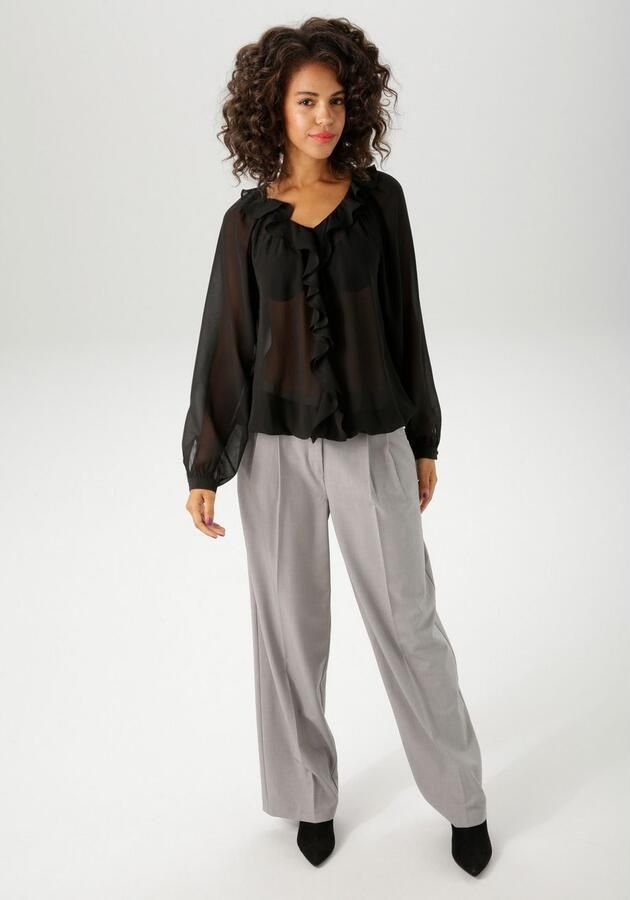 Aniston CASUAL Blouse zonder sluiting met ruches op de v-hals en op het voorpand nieuwe collectie - Foto 6