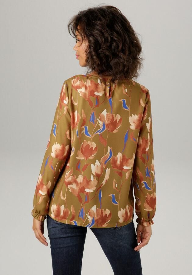 Aniston CASUAL Blouse zonder sluiting met schilderachtig bloesemprint elk stuk is uniek - Foto 4