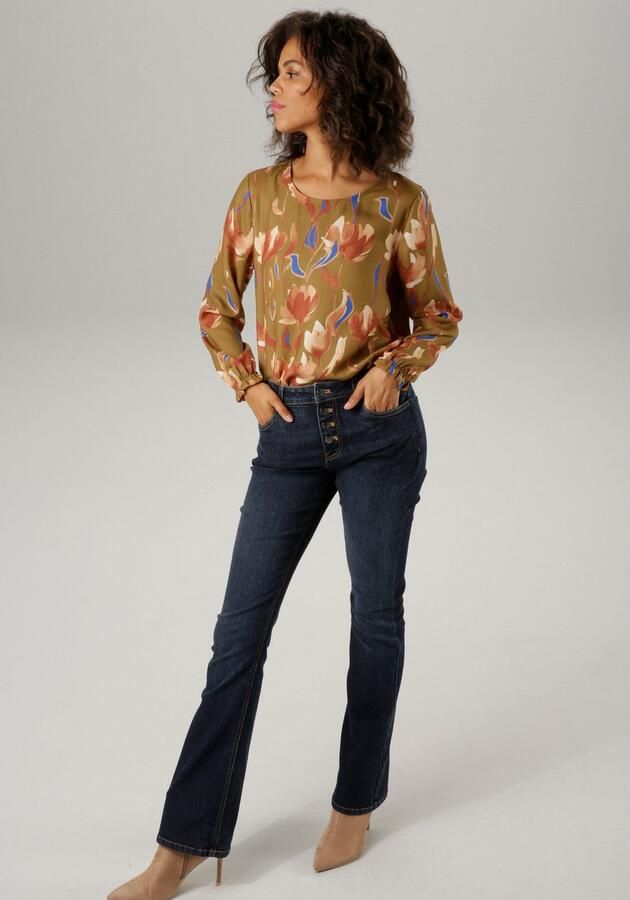 Aniston CASUAL Blouse zonder sluiting met schilderachtig bloesemprint elk stuk is uniek - Foto 6