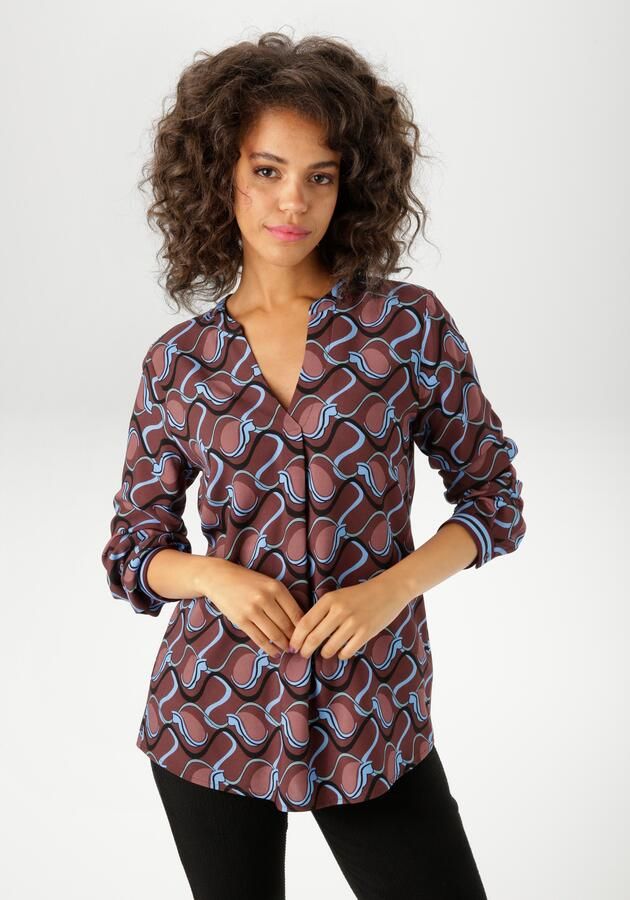 Aniston CASUAL Blouse zonder sluiting met trendy grafisch retro-patroon nieuwe collectie - Foto 7