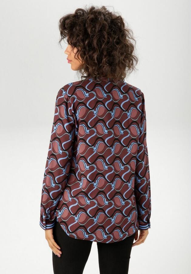 Aniston CASUAL Blouse zonder sluiting met trendy grafisch retro-patroon nieuwe collectie - Foto 5