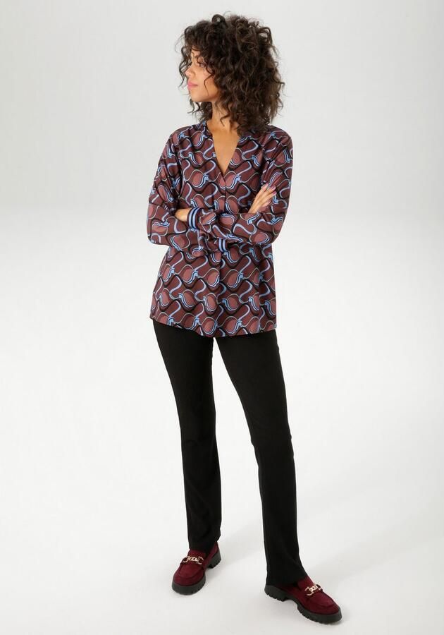 Aniston CASUAL Blouse zonder sluiting met trendy grafisch retro-patroon nieuwe collectie - Foto 6
