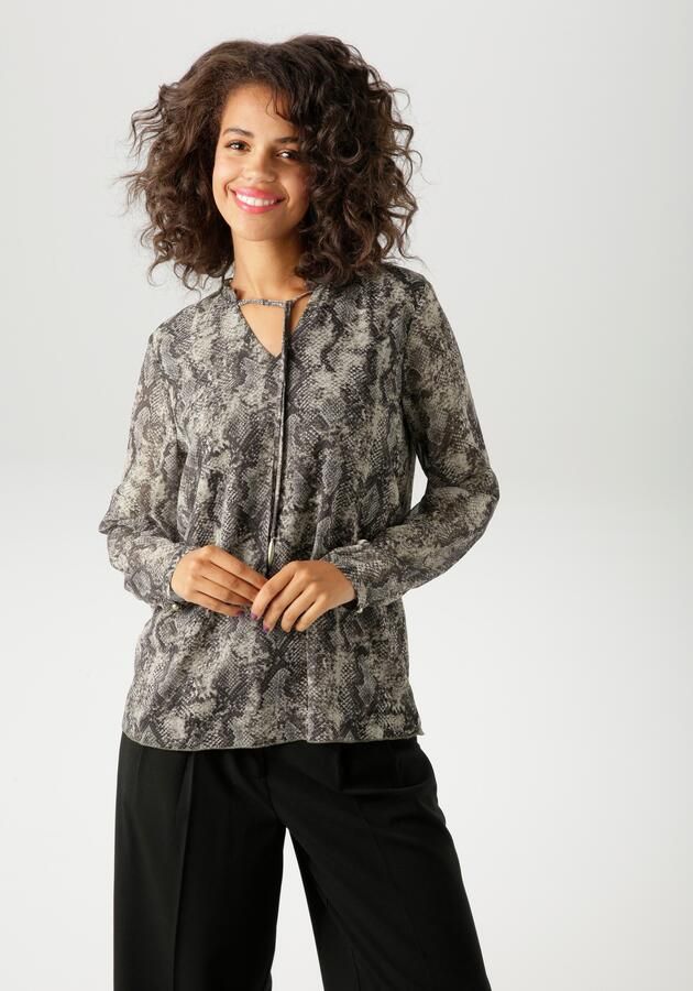 Aniston CASUAL Blouse zonder sluiting met trendy slangenprint elk deel een unicum nieuwe collectie - Foto 10