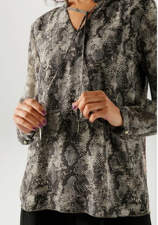 Aniston CASUAL Blouse zonder sluiting met trendy slangenprint elk deel een unicum nieuwe collectie - Foto 3