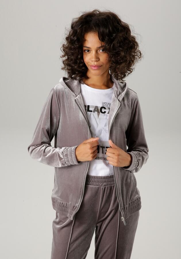 Aniston CASUAL Blouson van edele glanzende fluweel - Foto 7