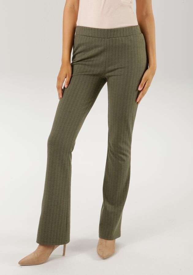 Aniston CASUAL Broek met wijde pijpen met kleurharmonisch visgraatpatroon - Foto 7