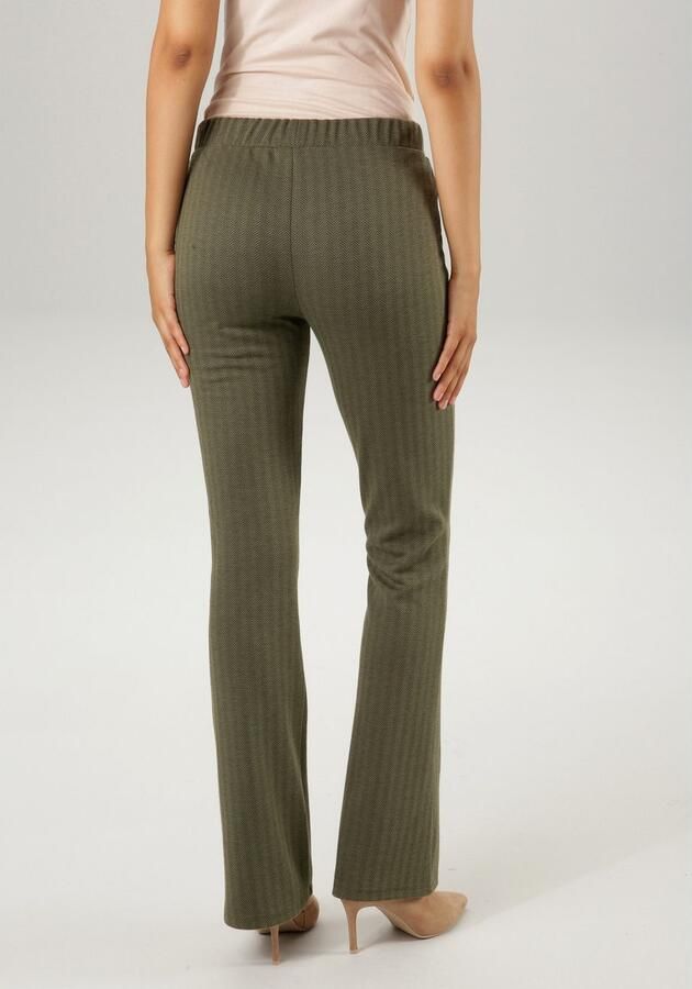 Aniston CASUAL Broek met wijde pijpen met kleurharmonisch visgraatpatroon - Foto 4