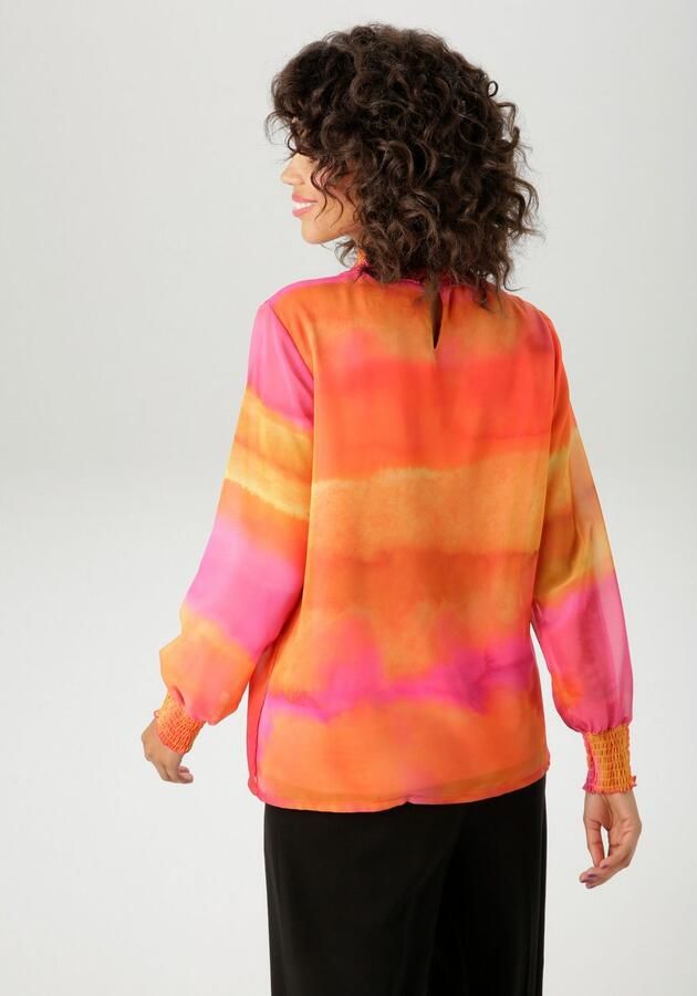 Aniston CASUAL Chiffon blouse in kleurrijk batik-dessin elk deel een unicum nieuwe collectie - Foto 5