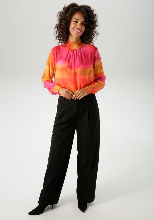 Aniston CASUAL Chiffon blouse in kleurrijk batik-dessin elk deel een unicum nieuwe collectie - Foto 6